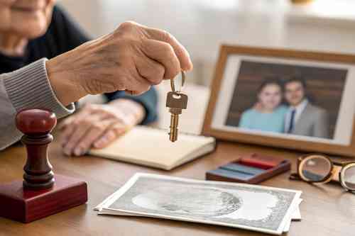 Ältere Person mit Schlüssel in der Hand